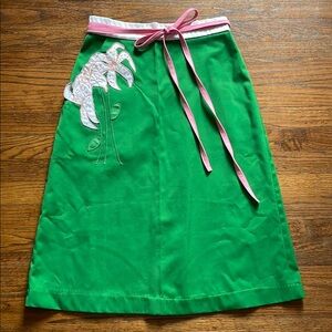 Vintage Crabtree Virginia Green and Pink Lily Wrap Skirt